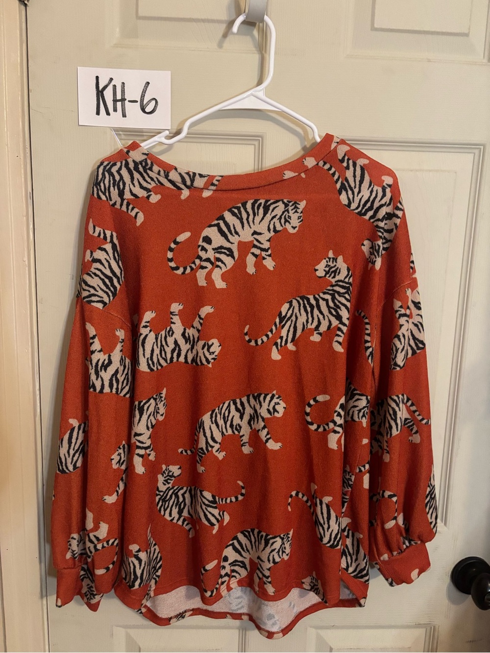 BiBi Orange Tiger Print Pullover Sweatshirt